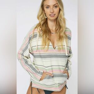 O'Neill Cream and multicolored stripe Rosarito Hoodie SIze Small